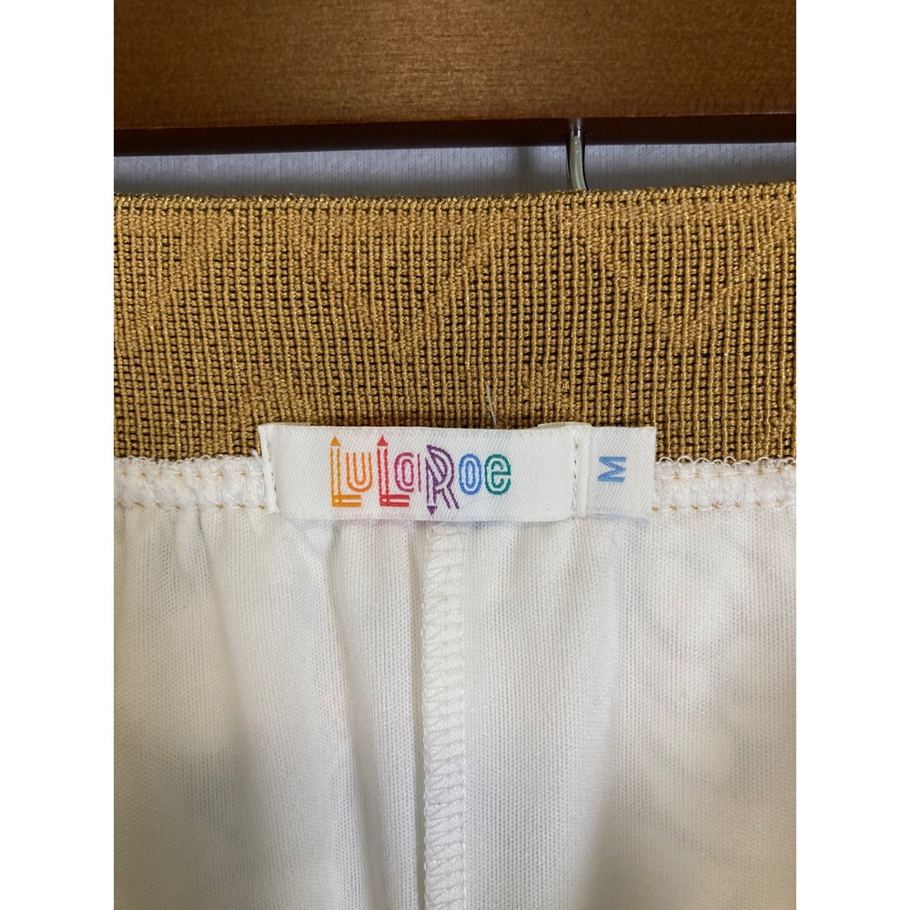 Boho Romantic LuLaRoe Women Medium White Floral Lace Maxi Skirt Gold Waistband - Picture 3 of 11